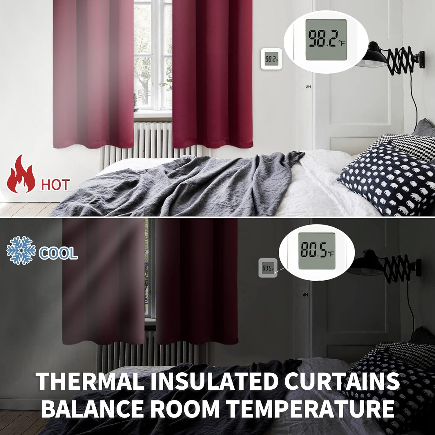 BGment Burgundy Small Window Curtains 36 Inch Length - Half Drapes with Rod Pocket Thermal Insulated Privacy Protection for Kitchen Bathroom Windows, 29 x 36 Inch, 2 Panels