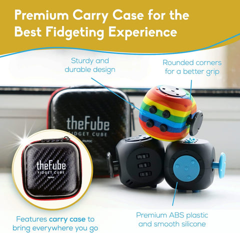 PILPOC theFube Fidget Cube for Stress Relief Adults & Kids Midnight-Crimson
