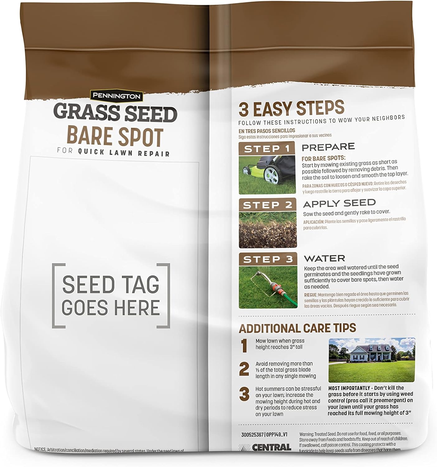Pennington Bare Spot Repair Mix Central Grass Seeds for Lawn, 1 lb