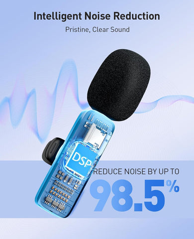 MENERESAS 3-in-1 Mini Microphone for iPhone: Wireless Lavalier Microphone with 80ft Range & 15H Battery - Noise Reduction Lapel Mic, Real-Time Monitoring for Video Recording Power Conditioners