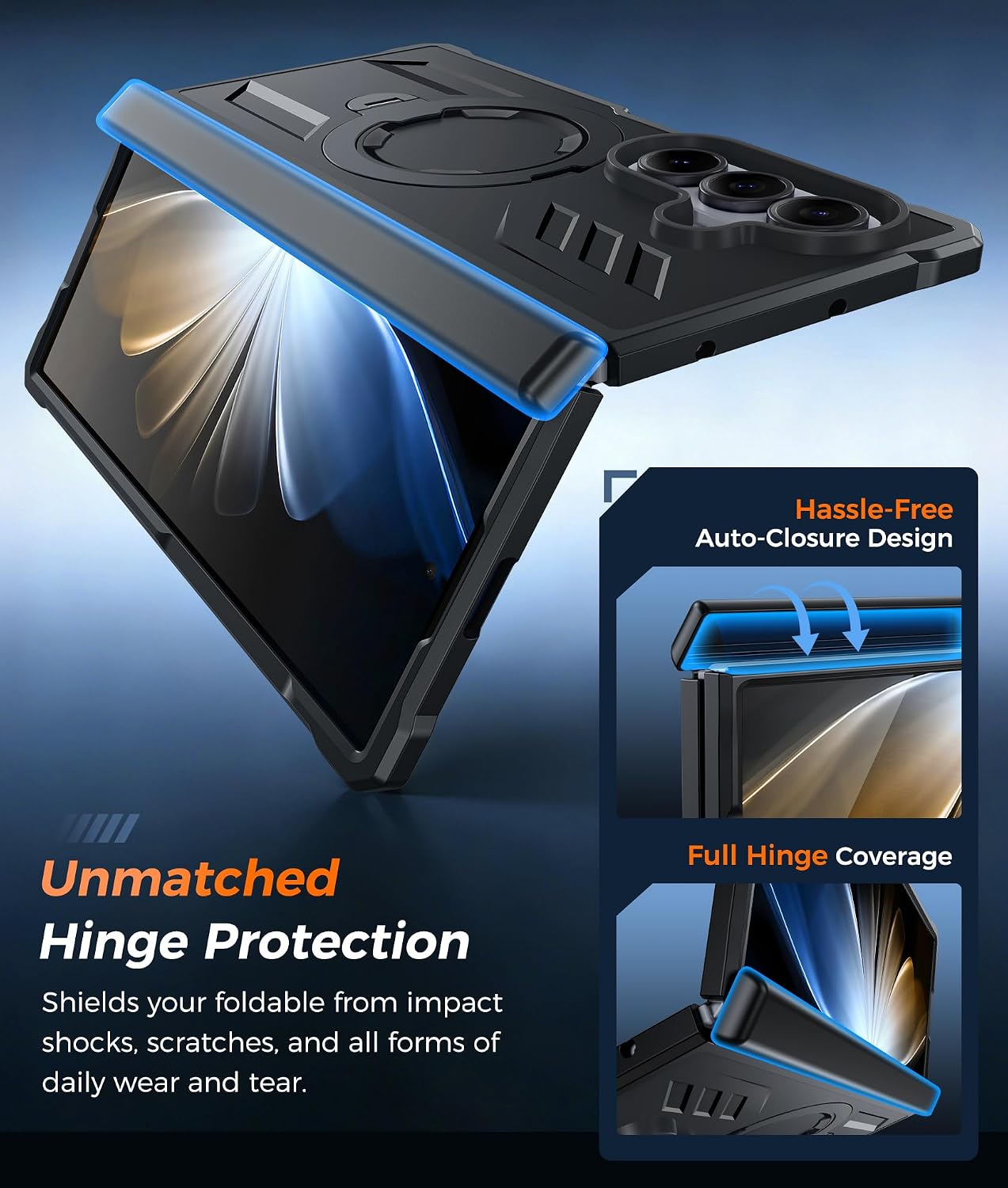 FNTCASE for Samsung Galaxy Z Fold 7 Case with 360 Spin Magnetic Kickstand