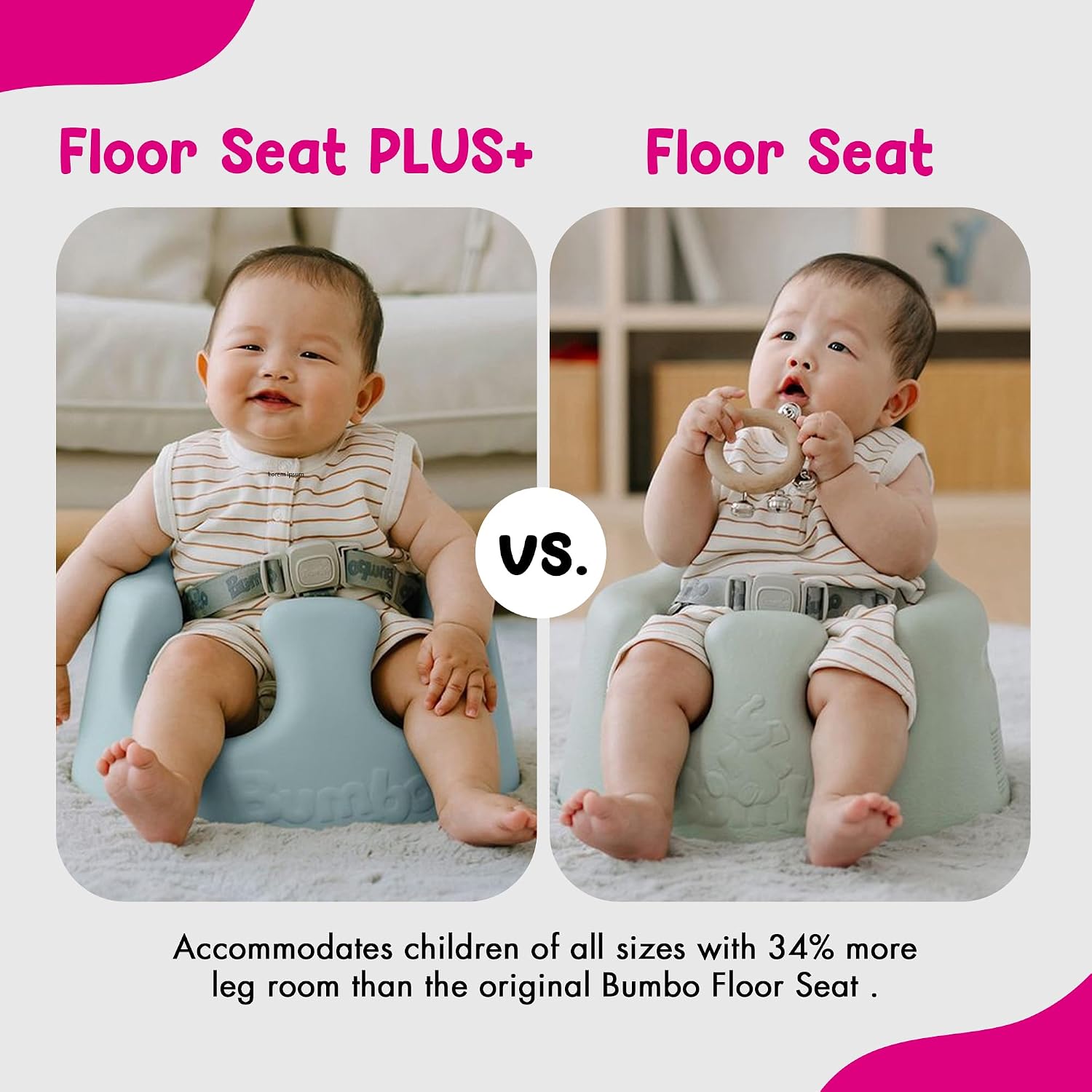 Bumbo Baby Soft Foam Floor Seat Plus+ w/Tray, 3 to 12 Mos., Desert Mirage