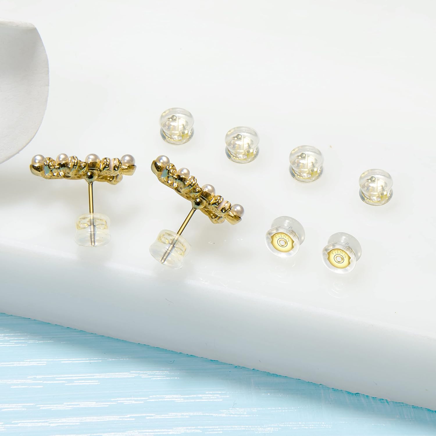 Earring Backs for Droopy Ears,Earring Backings,18K Gold Clear Earring Backs