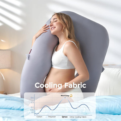Momcozy Cooling Pregnancy Pillow - Dreamlign U Pro Maternity Pillow