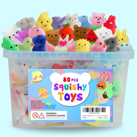 80 Pcs Party Favors for Kids 4-8, Kawaii Squishies Mochi Squishy Toys Bulk