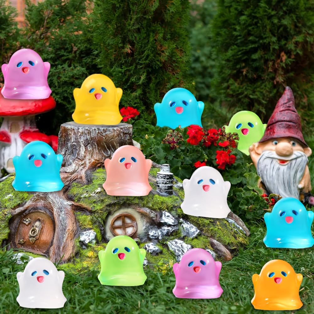 50pcs Halloween Luminous Ghost Figurine Mini Multicolor Glowing Ghost 0.79"