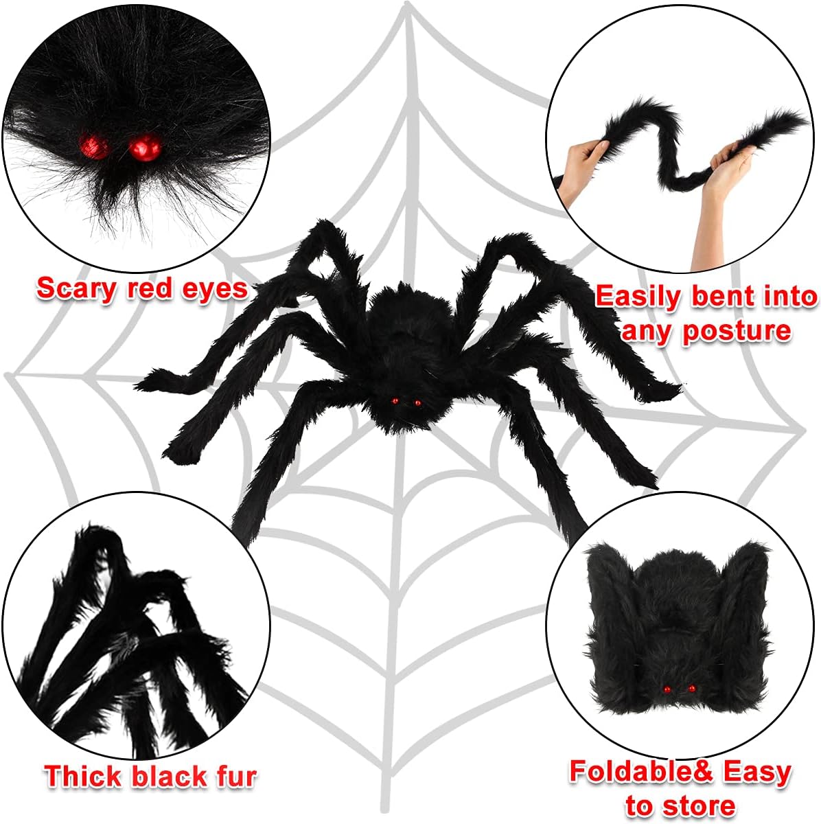 Halloween Spider Decorations 6 Pack: Giant Spider Outdoor Decoration
