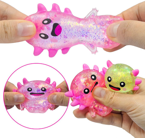 12 Pack Squishy Toy Balls Cute Stress Relief Stress Ball Fidget Toys Bulk Squishy Squeeze Ball Set for Adult Party Favors (Axolotl)