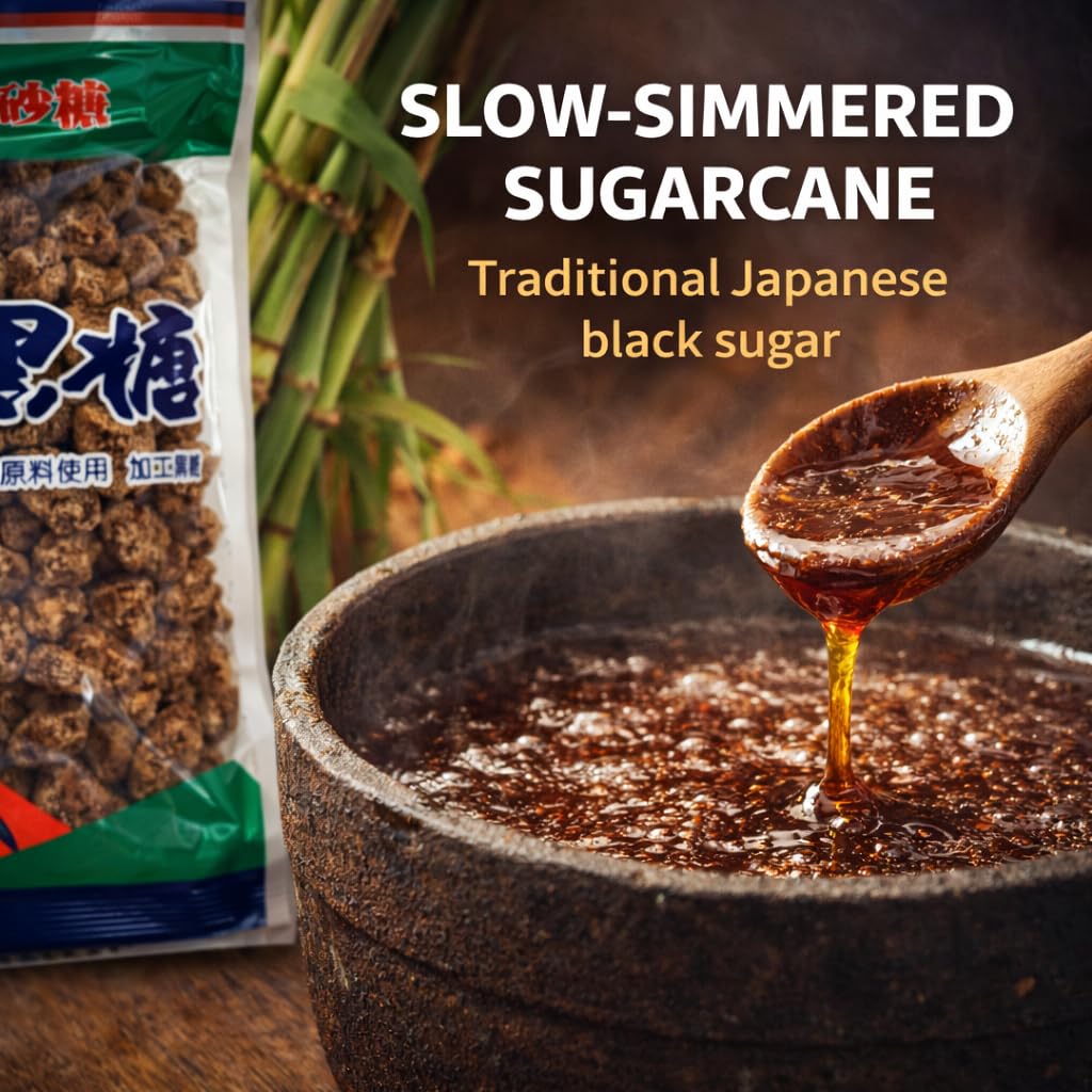 [Pack of 2] OKINAWA KACHIWARI KOKUTO BLACK SUGAR – Traditional Japanese Brown Sugar Chunks, Rich Molasses Flavor, Naturally Crafted from Sugarcane – 10.5 oz (300 g)
