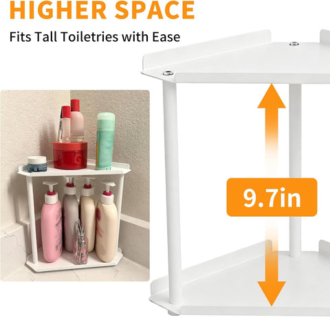 Jesginboo 2 Tier Bathroom Counter Organizer, Vanity Organizer Corner Shelf