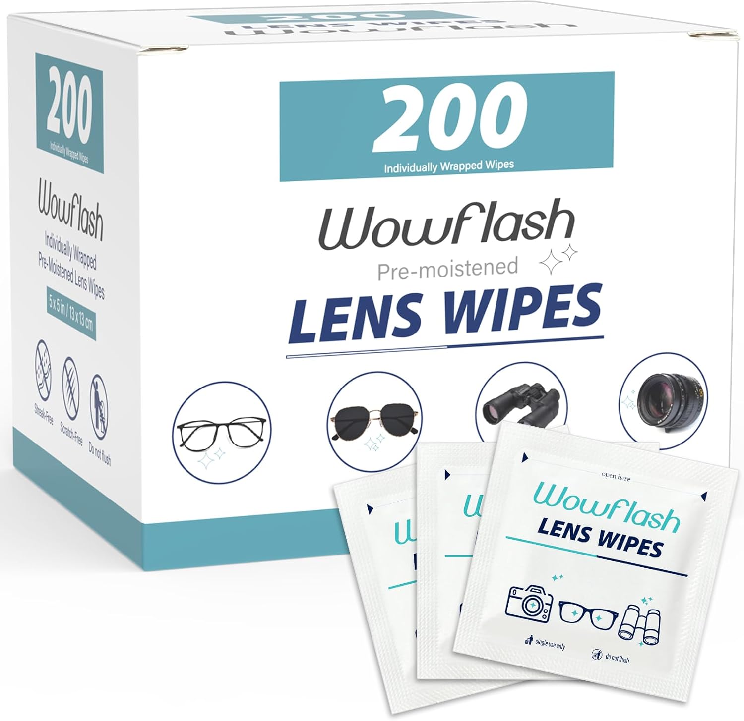 200 Count Pre-Moistened Lens Wipes for Eyeglasses