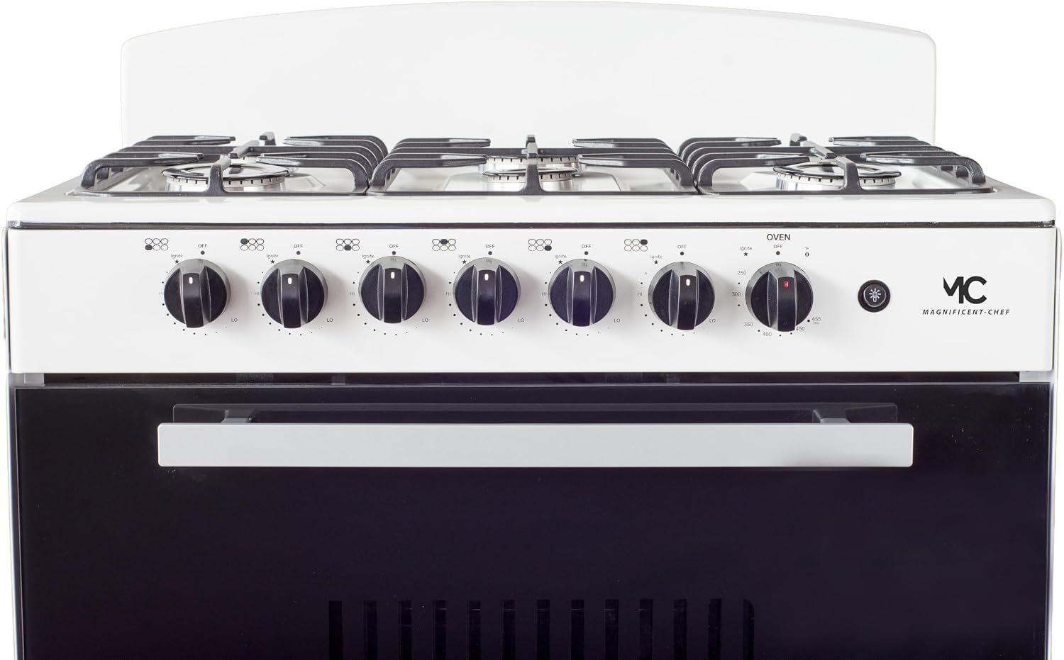 Magnificent Chef 30" Freestanding Gas Range, 4.0 Cu Ft Space Saver Oven, White | 3 Ultra-Fast & 3 Fast Burners, Cast Iron Grates, LP/NG Ready MGR30DNM56WDIB | Delivery Included & 2-Year Warranty