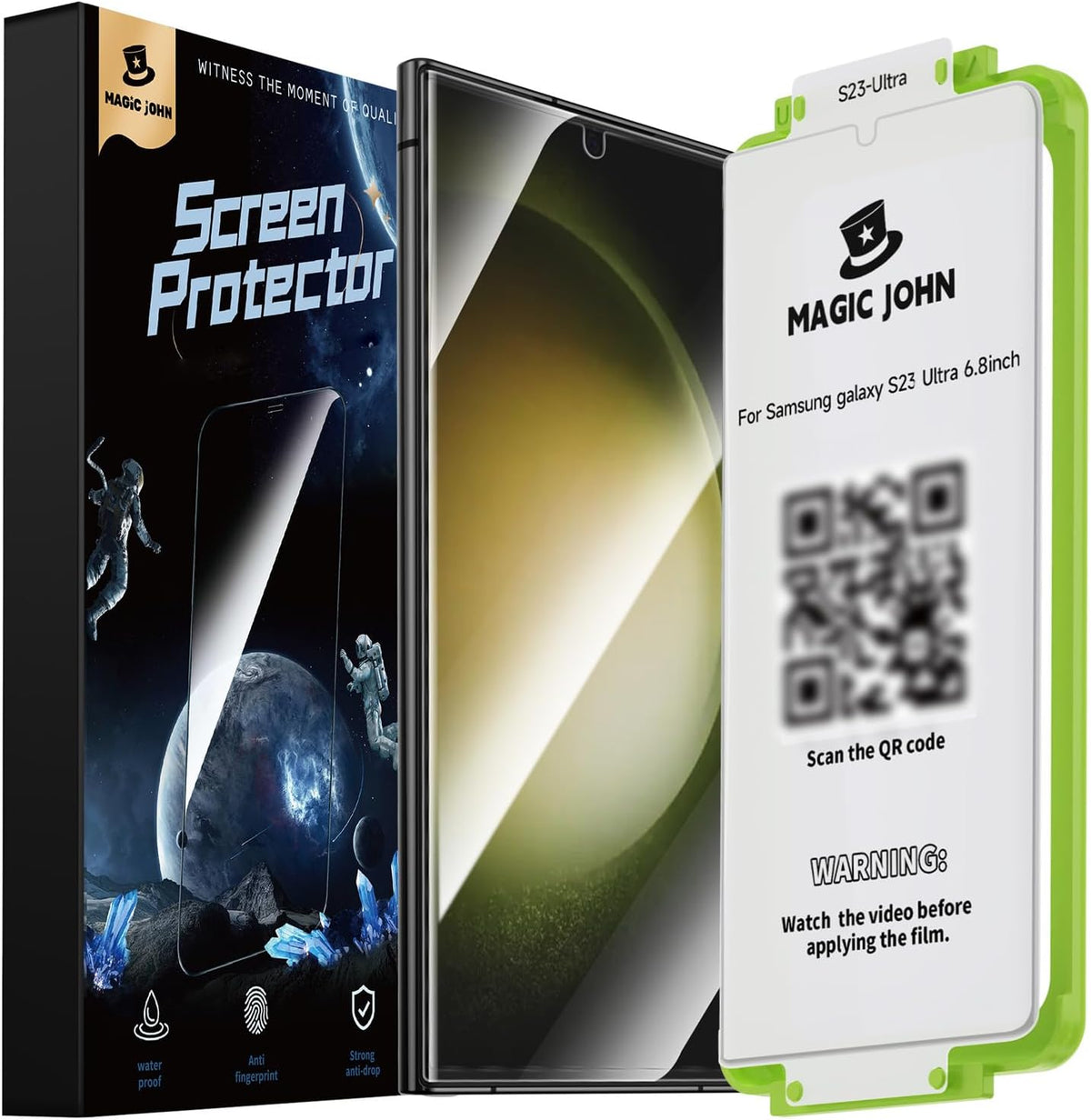 MAGIC JOHN 2 Pack for Samsung Galaxy S23 Ultra Screen Protector, 6.8 inch