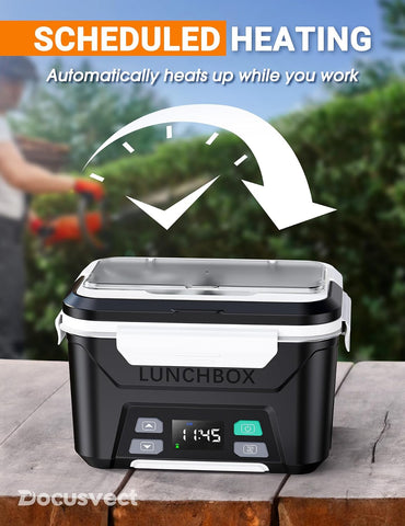 Docusvect Cordless Electric Lunch Box for Adults 1.3L with Schedule Heating
