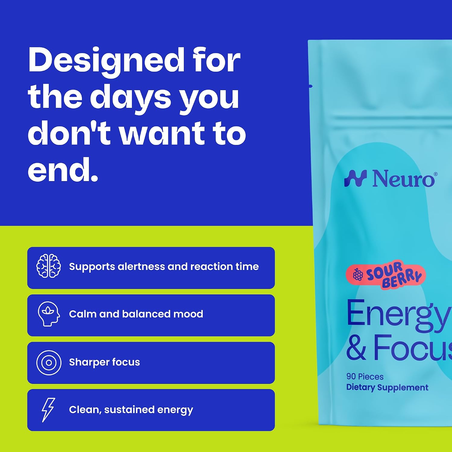 Neuro Energy & Focus Mints, Sour Berry, 90 Count