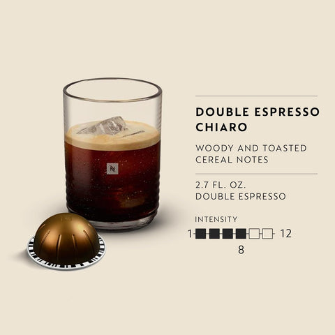 Nespresso Vertuo, Double Espresso Chiaro, 30-Count Espresso Coffee Pods | Capsules Medium Roast Pack of 1 Brews 2.7oz