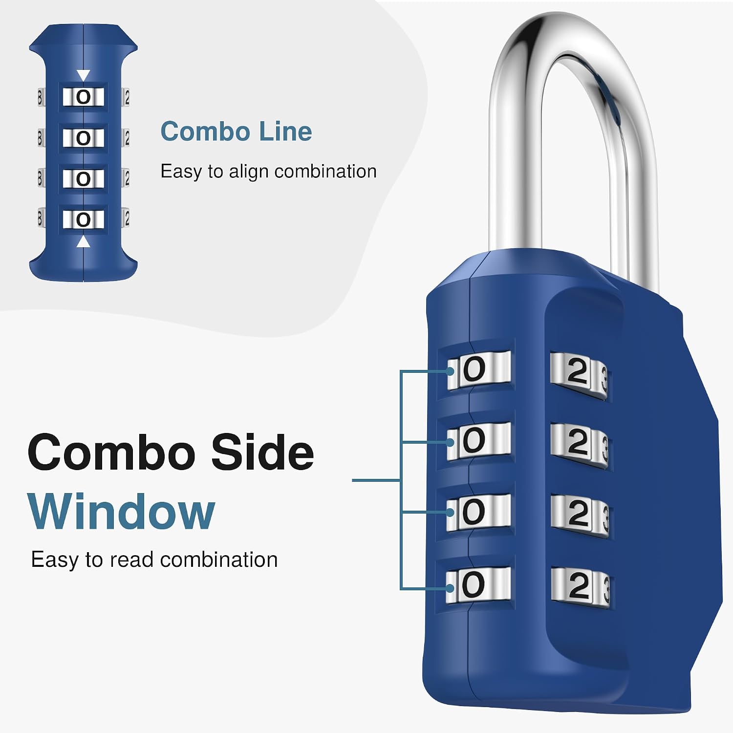 Puroma Combination Lock 4 Digit Gym Locker Padlock Waterproof, 1 Blue