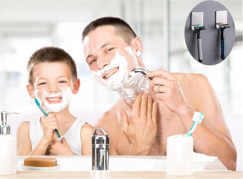 Deluxe Razor Holder for Shower-Hook Hanger Stand(4 Pack)Adhesive Stainless Steel Heavy Duty Utility Storage Hook,Shower Hook for Razor Bathroom Kitchen Organizer for Shaver Plug Robe Towel Loofah Coat
