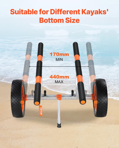 VEVOR Kayak Cart, Heavy Duty 450 lbs Load Capacity, 12'' Solid Tires