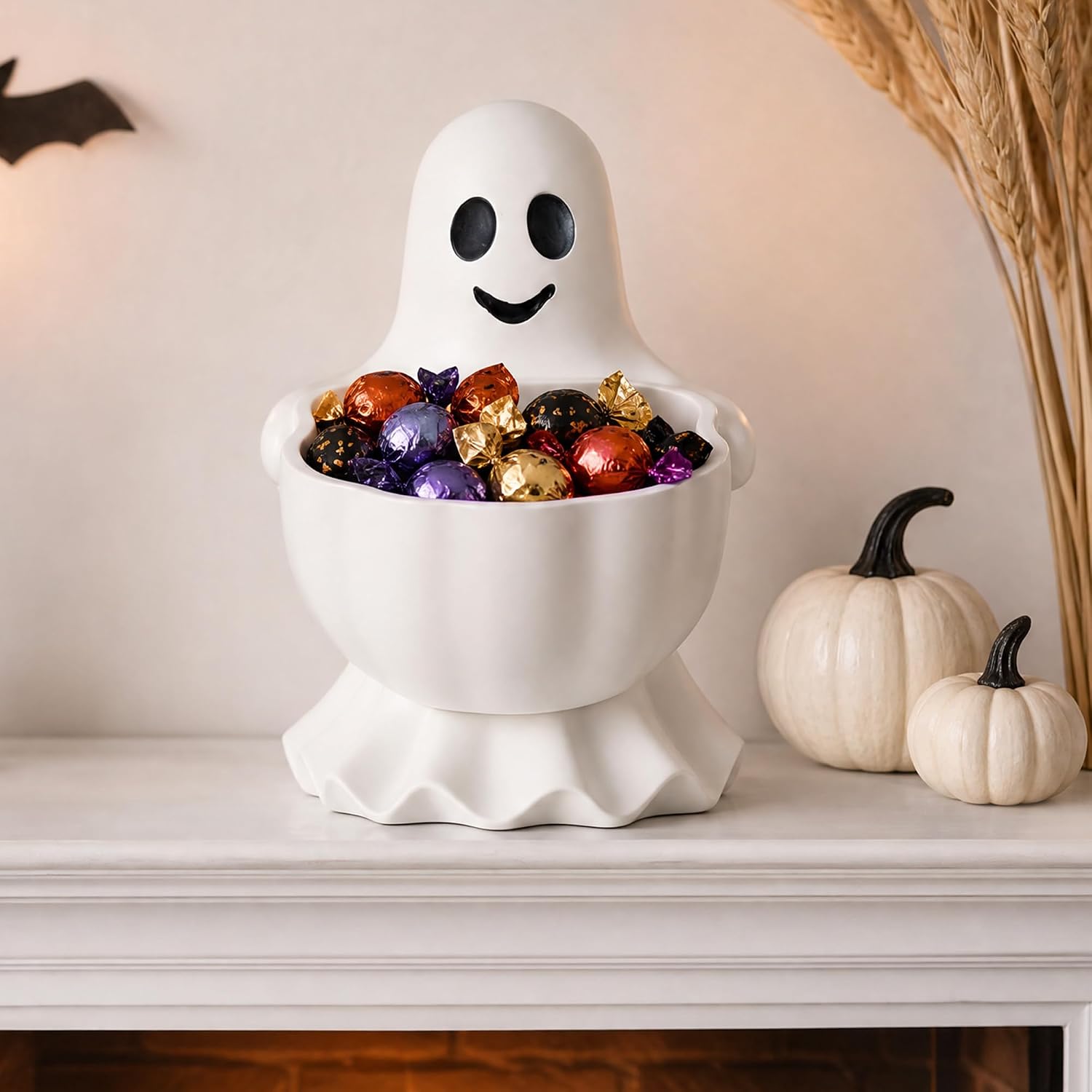 Halloween Decor Cute Ghost Candy Bowl Durable Resin Snack Holder