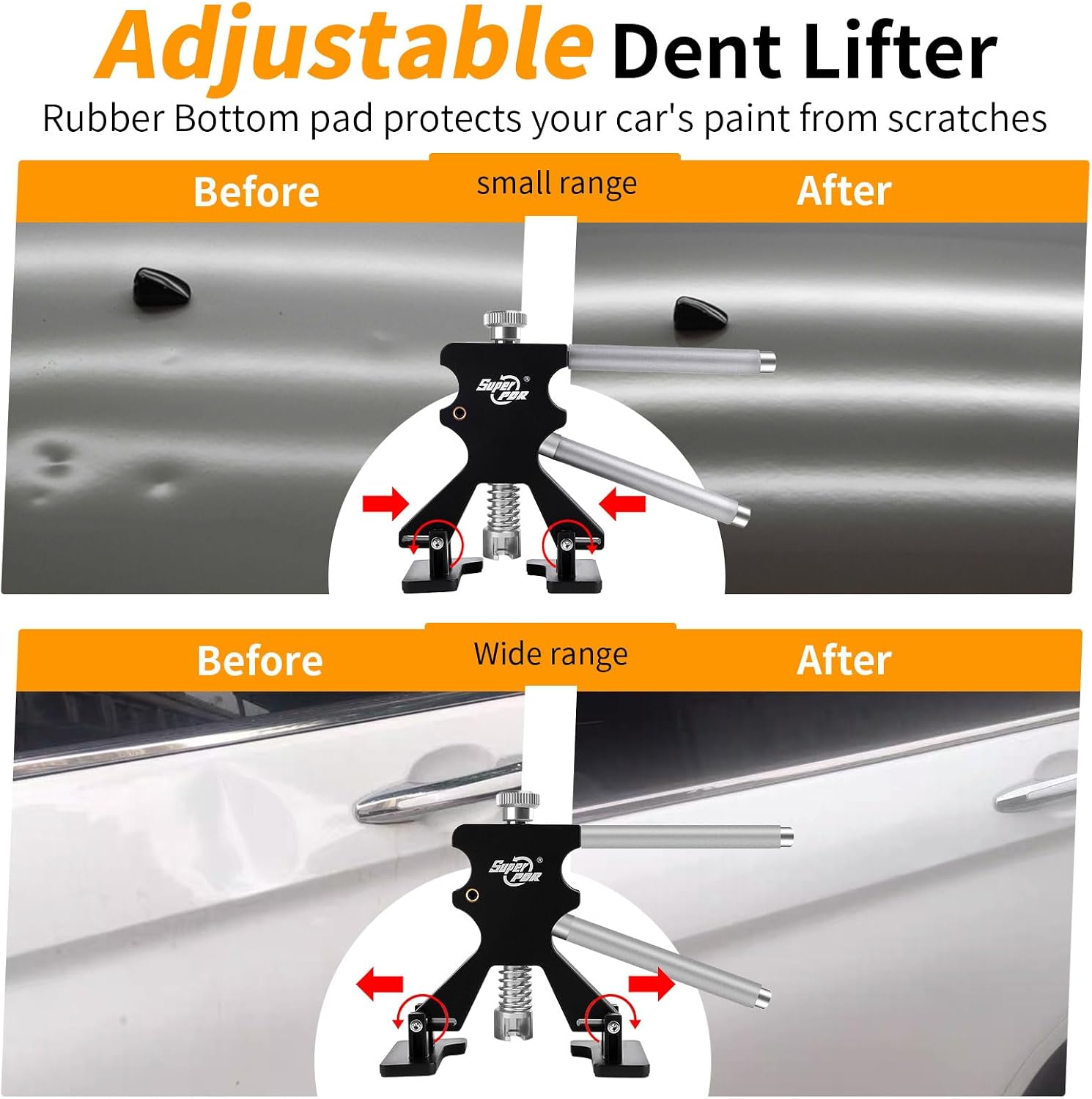 Super PDR 169PCS Dent Puller Kit Paintless Removal Set with 100W Glue Gun and Slide Hammer - for Repairing Car Dents Hail Damage and Door Dings on Auto Body Surface Washing Machine Fridge
