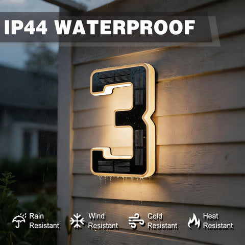 ISUNMEA 6.7 Inch Solar Lighted House Numbers for Outside, LED Backlit Light