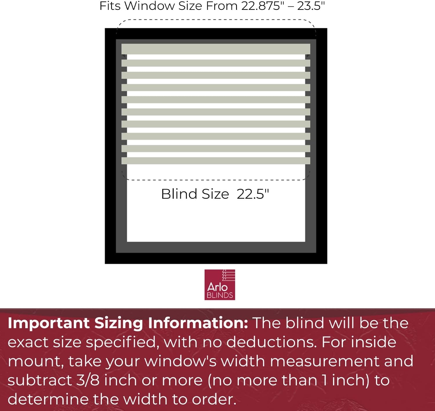 ARLO BLINDS 2" Faux Wood Blinds with Crown Valance 22.5" W x 36" H, White