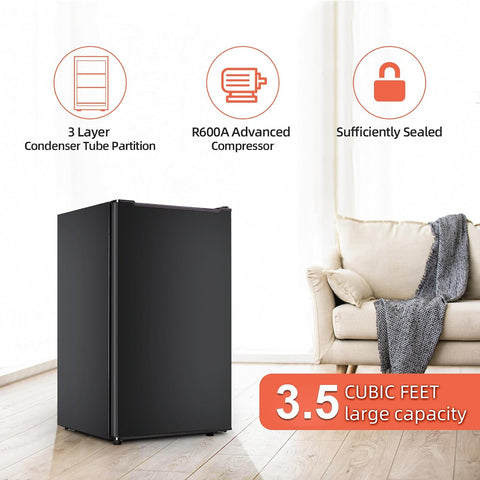 Black Upright freezer 3.5 Cu.ft, Compact Mini Freezer with Stainless Steel Reversible Door, 3 Adjustable Thermostat(23°F to -13°F), Quiet Stand Up Freezer for Apartment/Bedroom