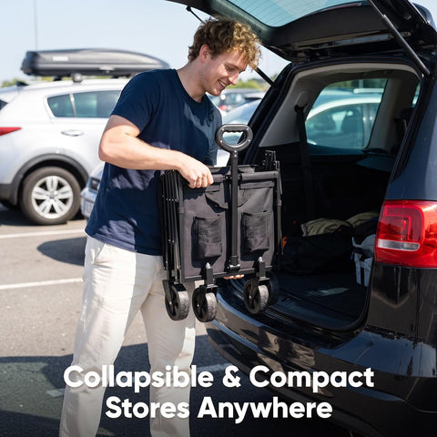 Golabs WA1 Collapsible Folding Wagon Cart, Max 220lb Load, Expands to 100L