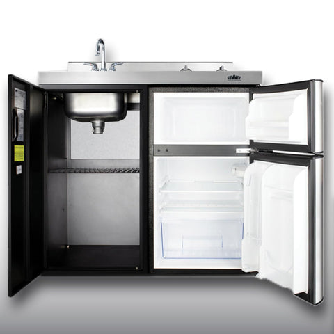 Summit 39" Wide All-in-One Kitchenette, Black and Stainless - C39ELGLASSBK