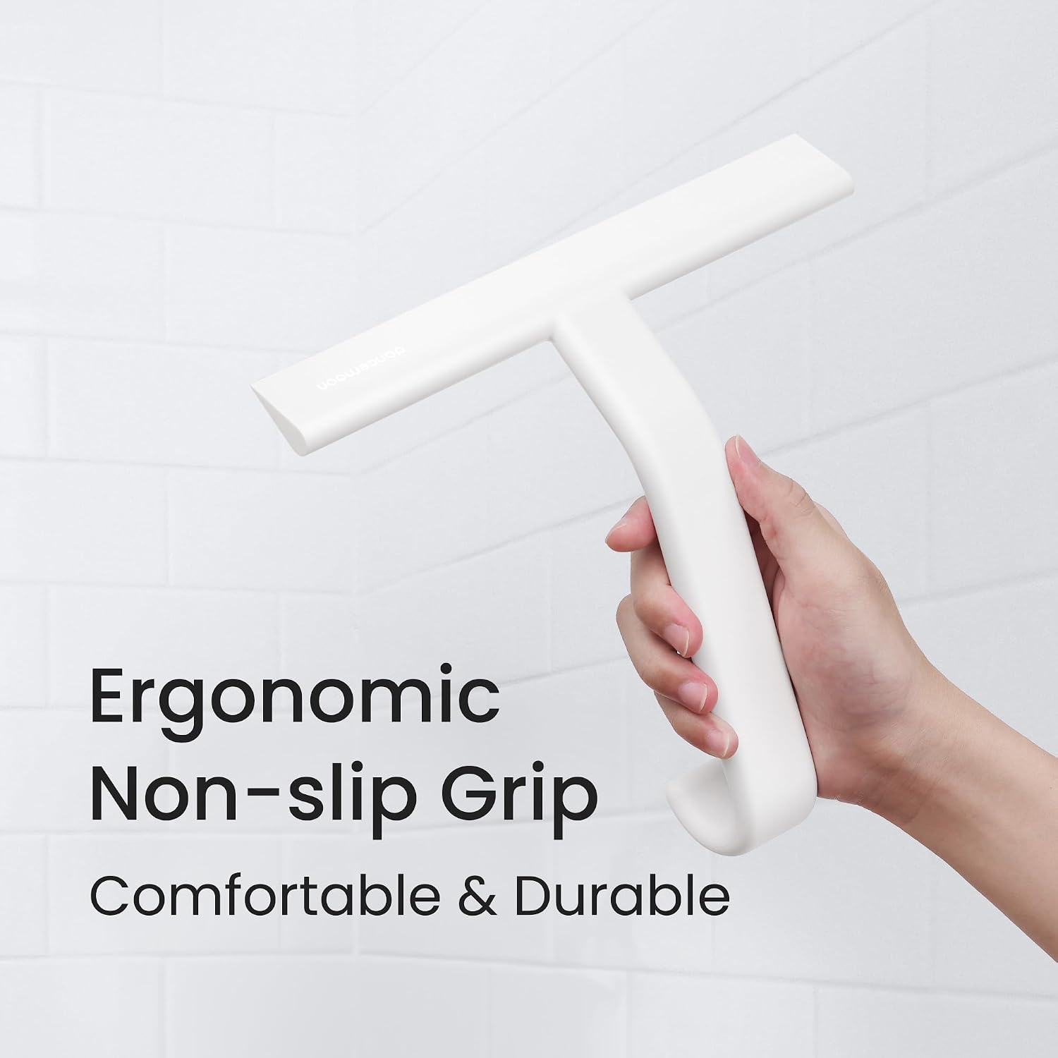 dancemoon JustHang Shower Squeegee with Built-in Hook, 10-Inch White