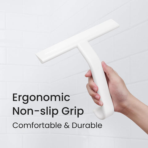 dancemoon JustHang Shower Squeegee with Built-in Hook, 10-Inch White