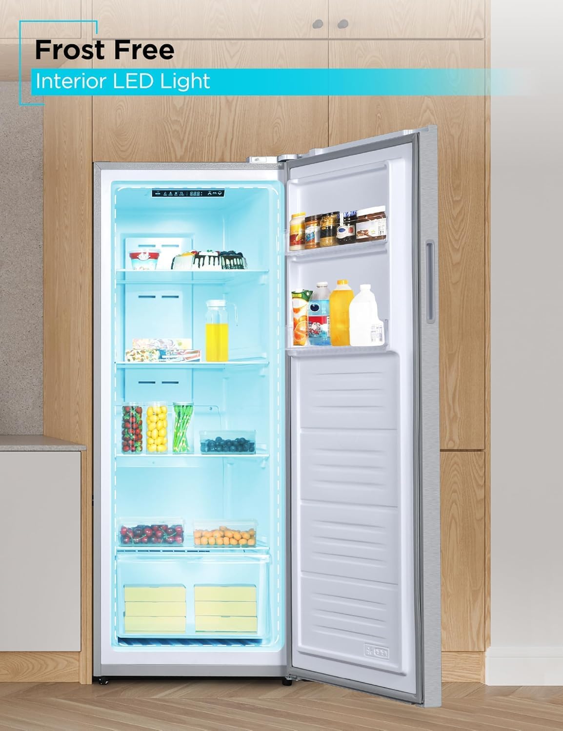 11 Cu. Ft. Convertible Freezer Refrigerator,Upright Fridge with Glass Shelves, Reversible Door, Garage Ready Freezer, Frost Free