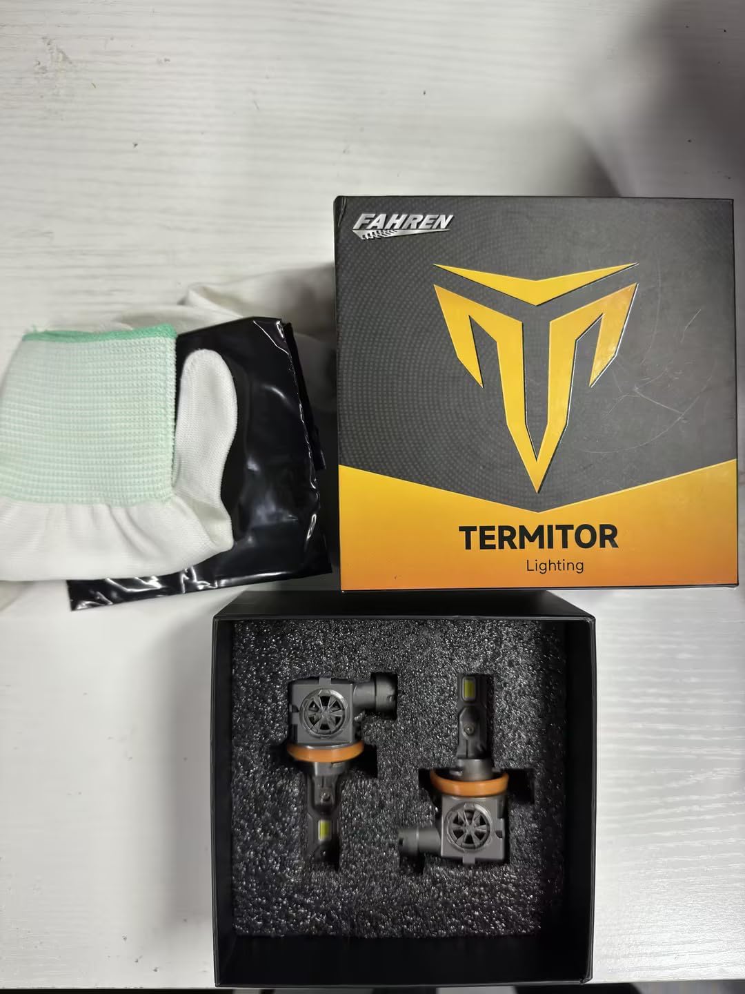 Termitor Upgraded H11 H9 Light Bulbs, 50,000LM Ulter Brightness, Real 1:1 Halogen Mini Size, 70000+ Hours Lifespan, 6500K White H11/H8/H16 Fog Light Bulbs, CANBUS Ready, Plug N Play, Pack of 2
