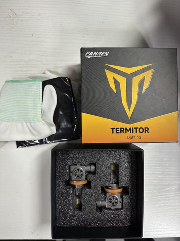 Termitor Upgraded H11 H9 Light Bulbs, 50,000LM Ulter Brightness, Real 1:1 Halogen Mini Size, 70000+ Hours Lifespan, 6500K White H11/H8/H16 Fog Light Bulbs, CANBUS Ready, Plug N Play, Pack of 2