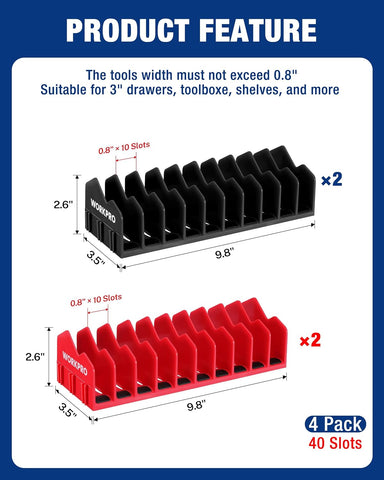 WORKPRO 4-Pack Plier Organizer Rack, 40-Slot Tool Organizer and Storage