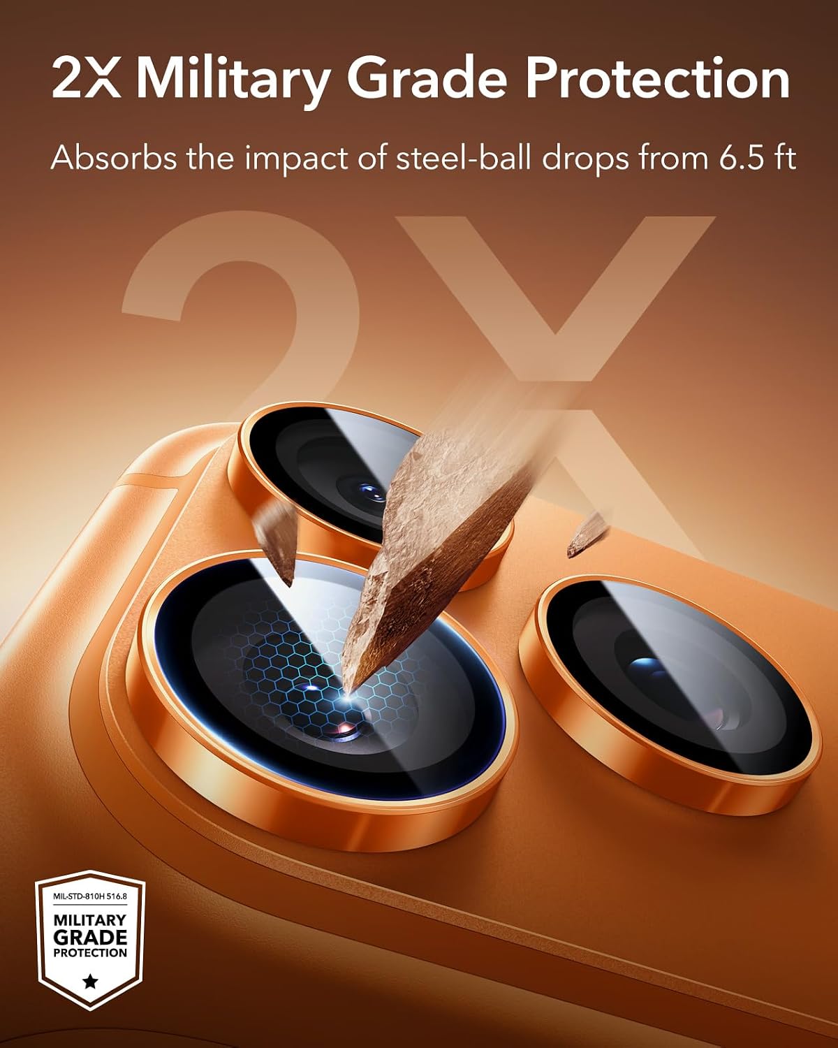 ESR for iPhone 17 Pro Max/17 Pro Camera Lens Protector, 1 Pack, Orange