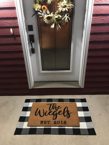 LEVINIS Door Mat - Cotton Rugs Black and White Checkered Plaid Rug for Kitchen/Bathroom/Entry Way 27.5'' x 43''