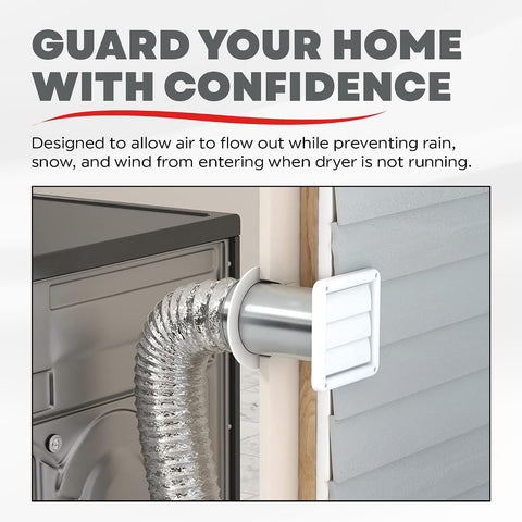 Deflecto Outdoor Dryer Vent Cover 4-Inch with Louvered Gravity Damper White