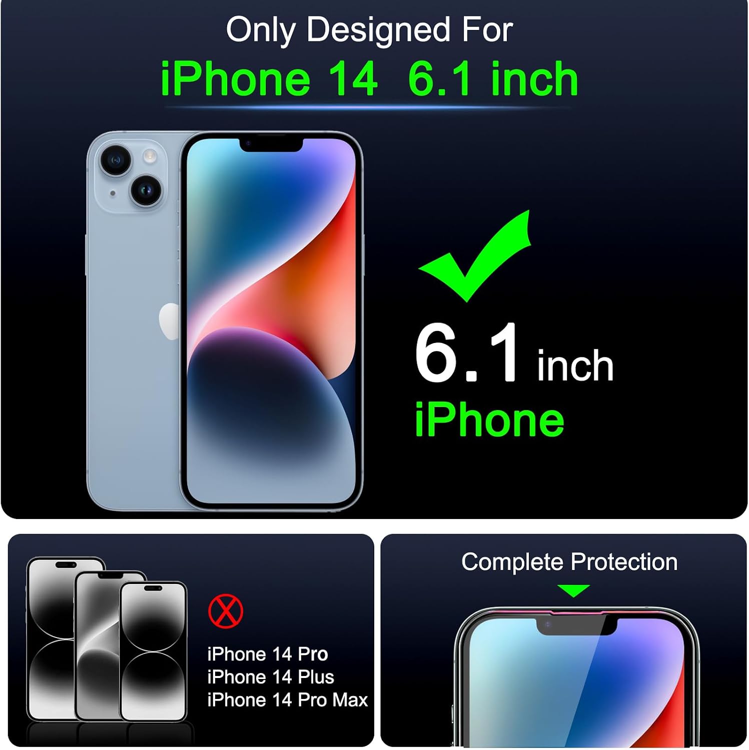 IMBZBK Screen Protector for iPhone 14, Tempered Glass, 3+3 Pack