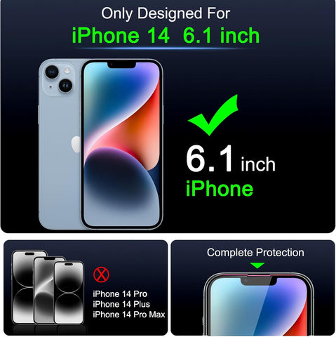 IMBZBK Screen Protector for iPhone 14, Tempered Glass, 3+3 Pack