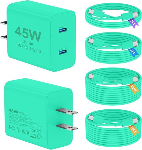 Super Fast Samsung Charger Type C, 2 Pack 45W Dual Port USB C Fast Charger