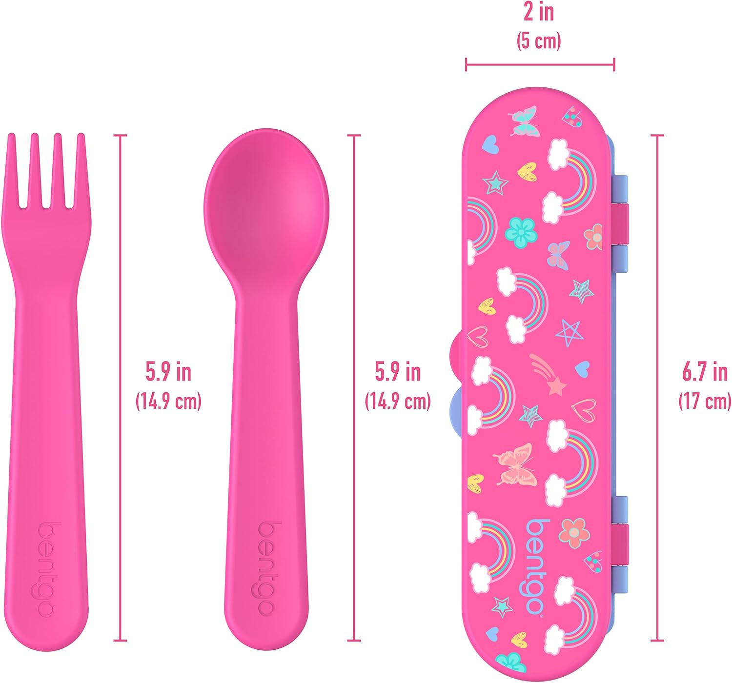 Bentgo Kids Plastic Utensil Set with Fork, Spoon, & Storage Case