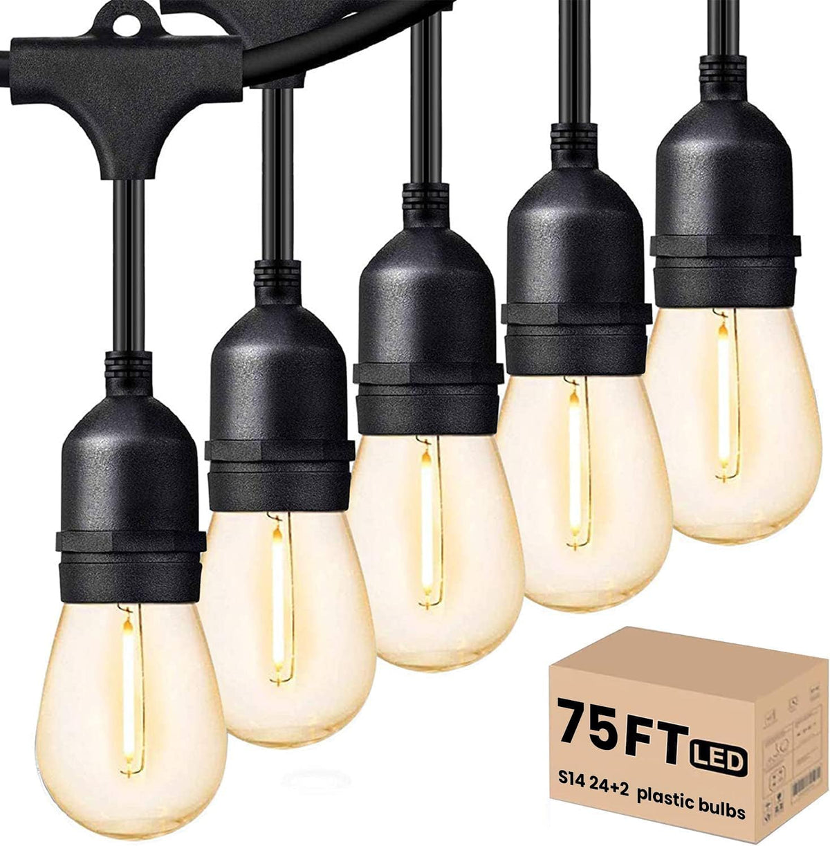 Svater Outdoor String Lights 75 FT LED Outside Patio E26 Edison Waterproof