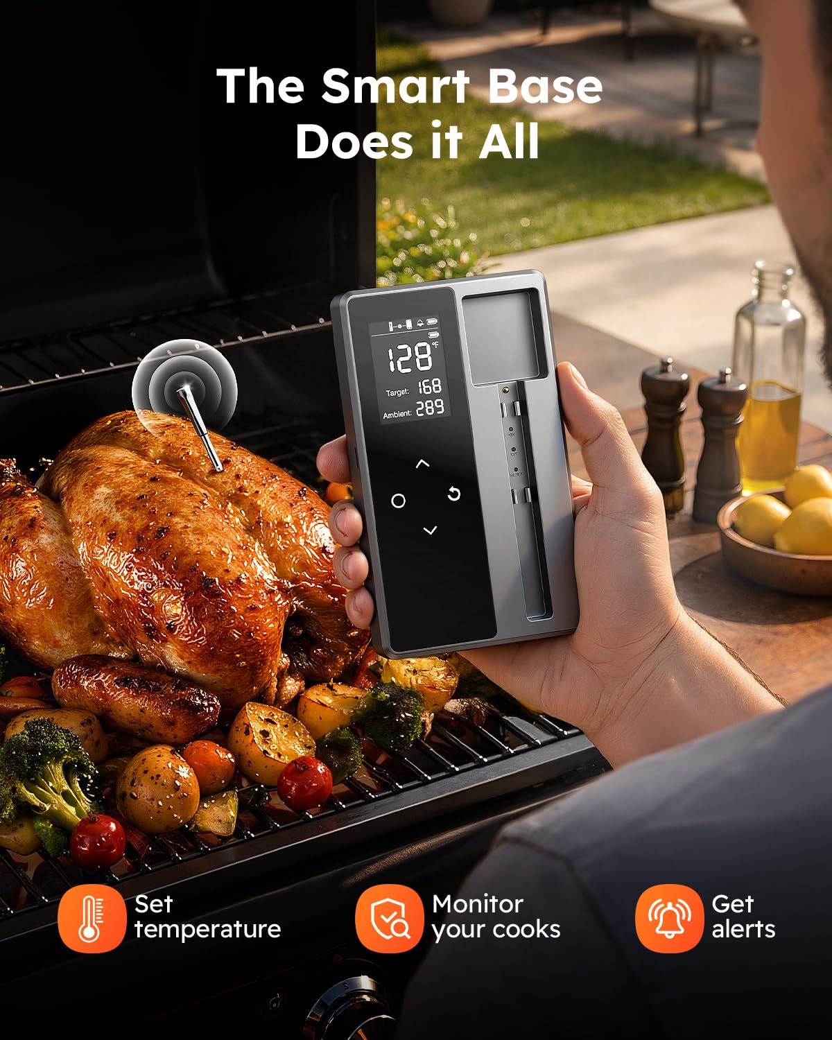 Wireless Meat Thermometer Digital, Smart Bluetooth Instant Read, Grey