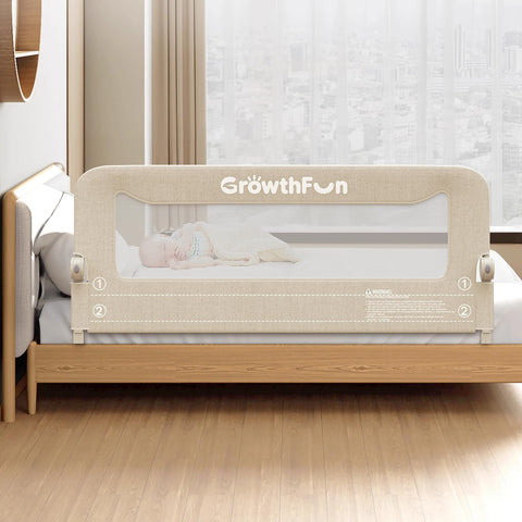 Foldable Bed Rail for Toddlers, 75in Reinforced Carbon Steel Frame&Connectors, Breathable Cationic Fabric - Safety Toddler Bed Rails for Queen, King, Twin, Full, No-Tool Setup.