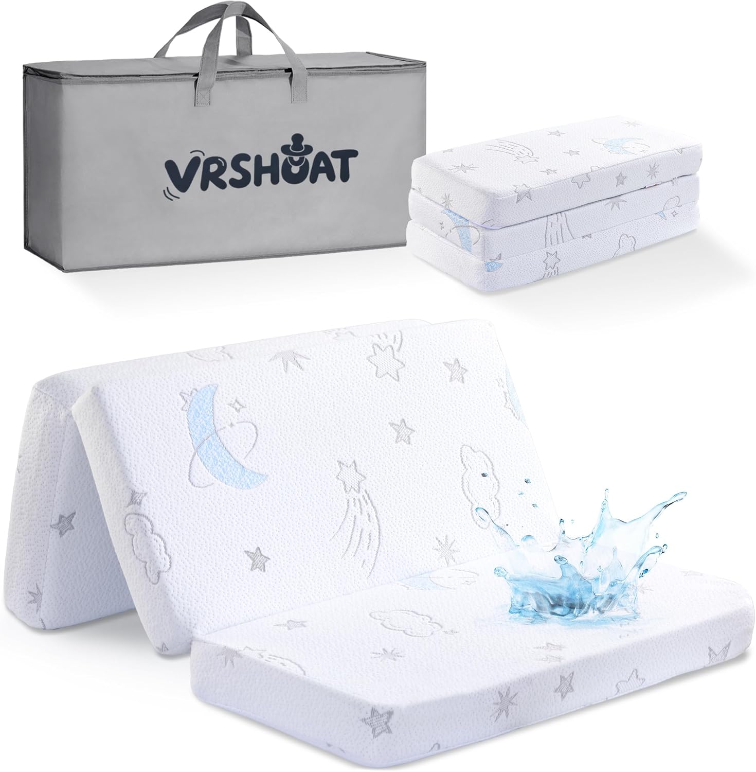 Trifold Pack and Play Mattress 38"x26", Dual Sided Pack N Play Mattresses for Baby Toddler with Waterproof Washable Breathable Cover, Portable Travel Crib Mattress for Playpen