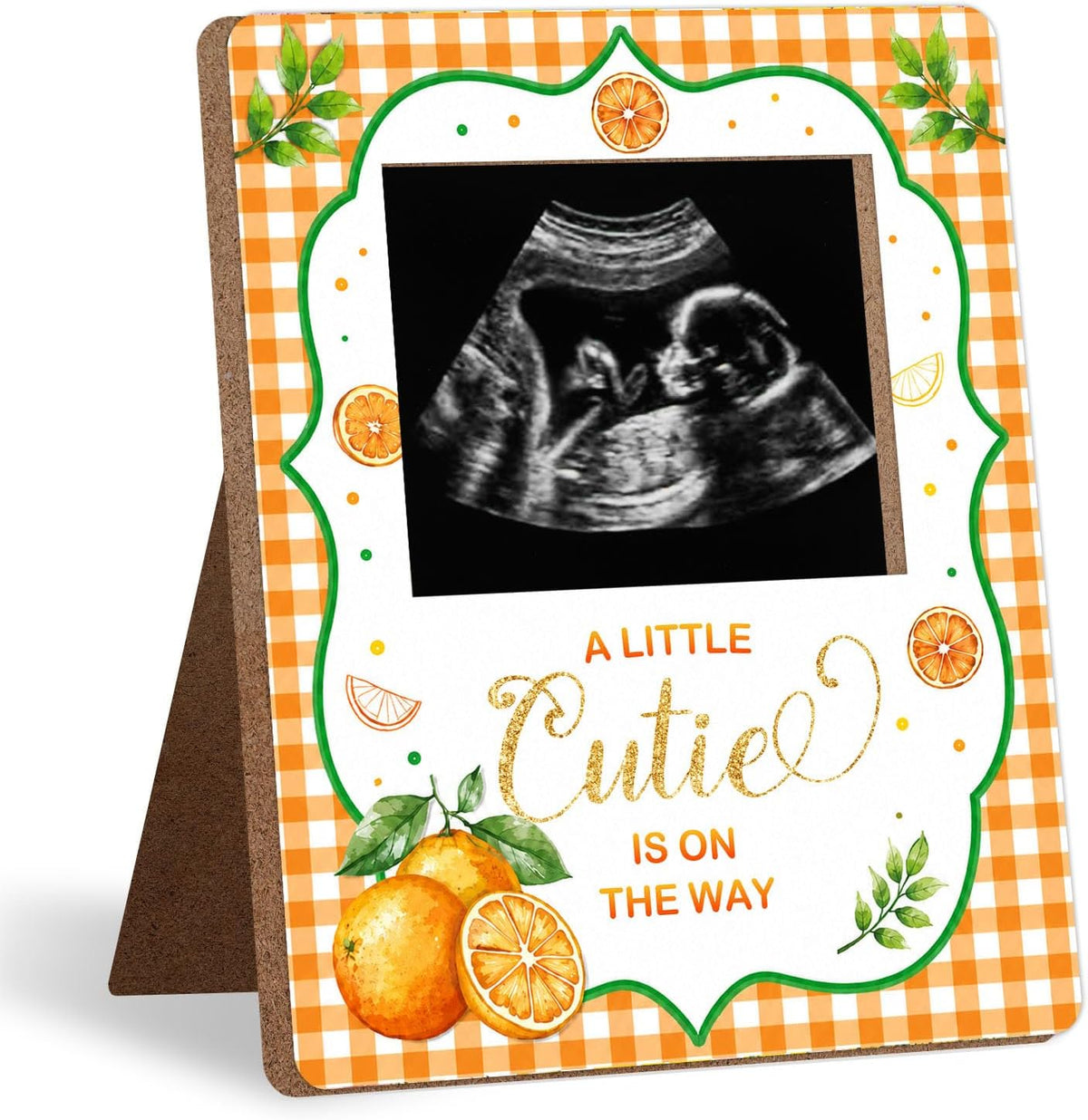 Orange Baby Shower Decor Frame, Tangerine Baby Shower Party Supplies, for Expecting Parents-to-Be Keepsake Gifts, Pregnancy Sonogram Frame Keepsake, Gender Reveal Present