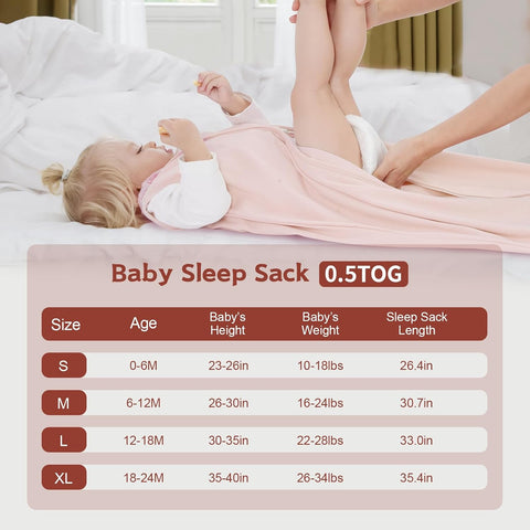 Baby Sleep Sack 12-18 Months, 100% Cotton Wearable Blanket, 0.5 Tog, 3 Pack