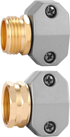 Zinc and Aluminum Male and Female Coupling, Fits All 5/8-Inch and 3/4-Inch Garden Hose Repair Fitting, 2 Pack(Female & Male)